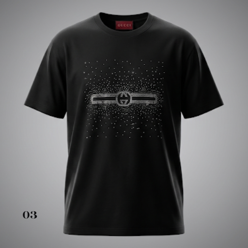 Gucci Men’s Starfield Web Logo T-Shirt - Black Graphic Crewneck