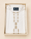 Premium White Embroidered Panjabi – Gold Floral Detail
