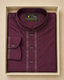 Premium Burgundy Jacquard Panjabi – Luxe Embroidered Front