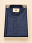 Premium Navy Blue Textured Panjabi – Subtle Sequin Detail