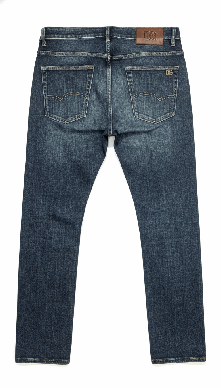 Dolce & Gabbana Men's Logo Patch Denim Jeans | Slim-Fit Vintage Wash