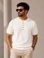Essential Knit Henley Polo – Off White