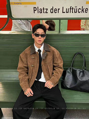 OXFREAK Toggle-Clasp Korean Suede Jacket - Rich Brown