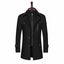 Classic Black Wool-Blend Semi Long Coat for Men