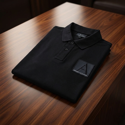 Armani Exchange Black Cotton Polo Shirt – Premium Slim Fit Designer Polo for Men