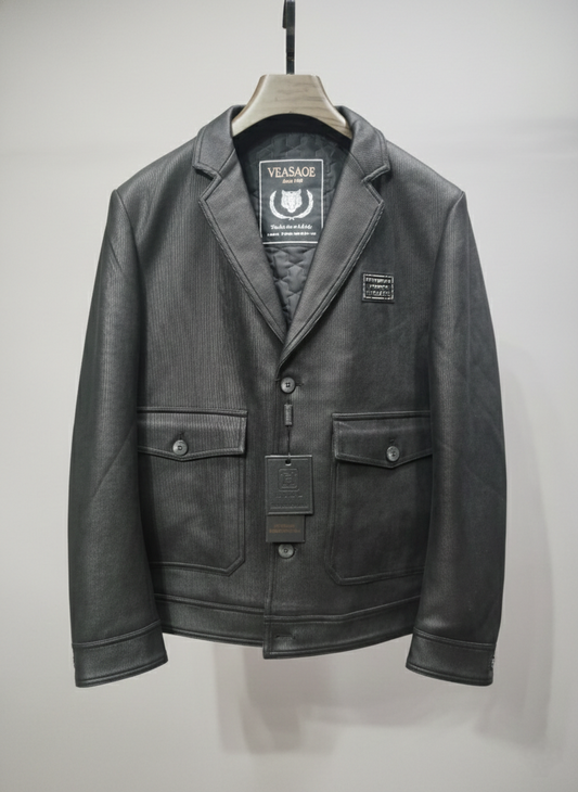 Men’s Textured Black Utility Blazer