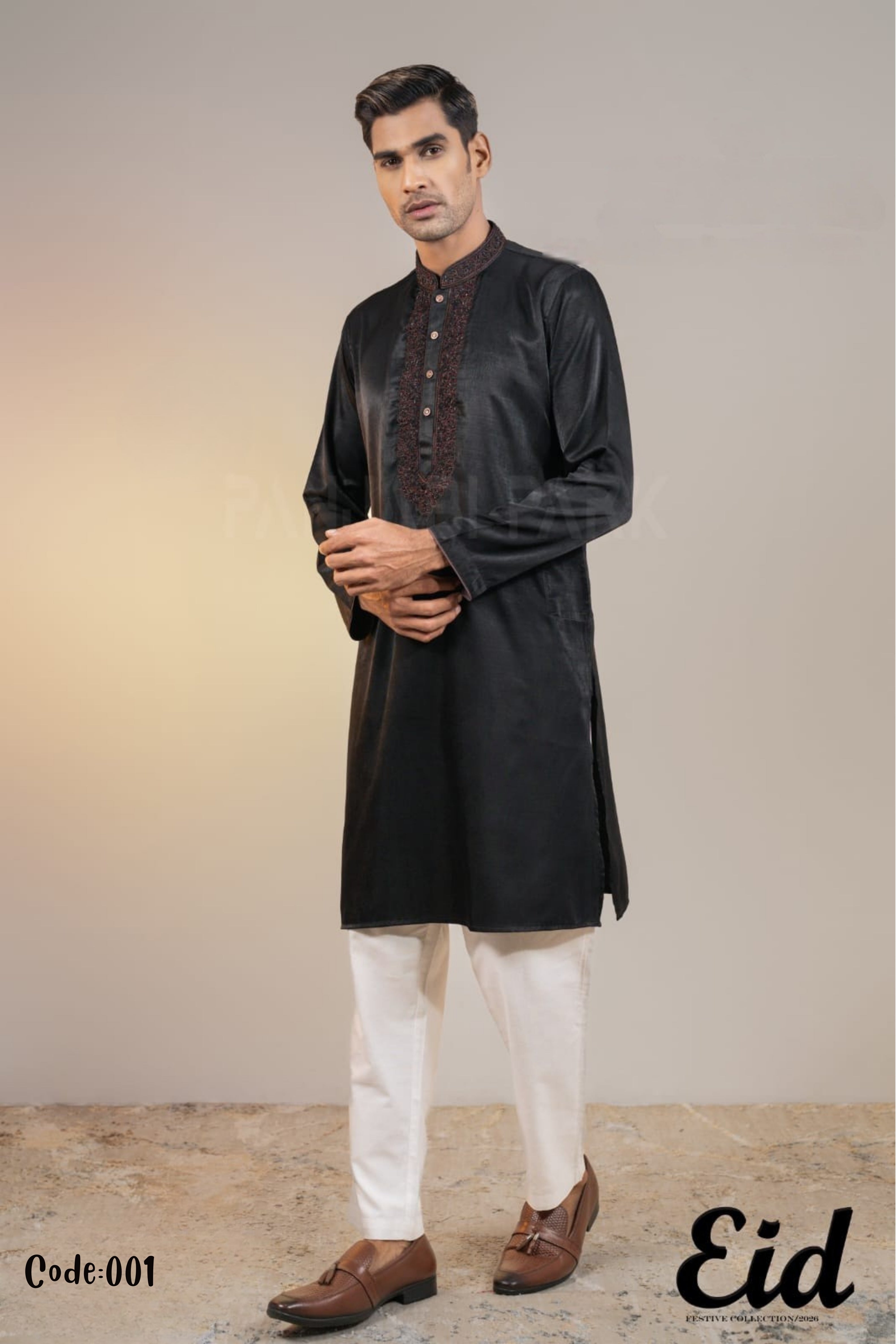 Premium Embroidered Silk Panjabi for Men with premium BOX Main image