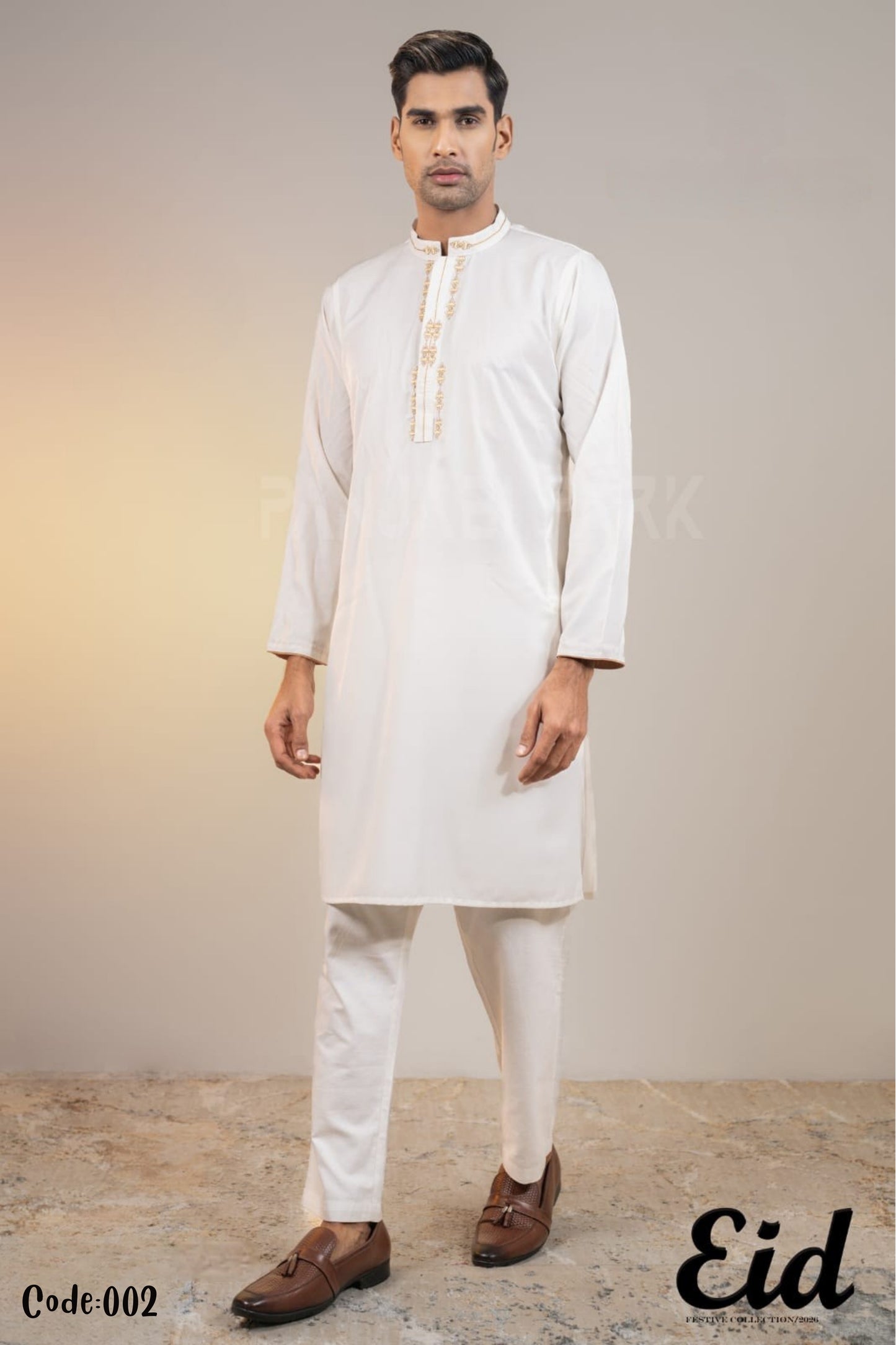 Minimalist Gold-Embroidered Festive Panjabi with premium BOX