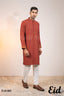 Terracotta Premium Cotton Panjabi with Geometric Embroidery –with premium BOX