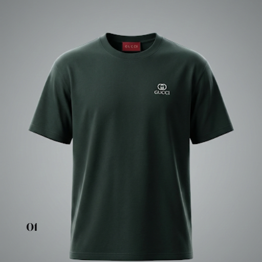 Gucci Men’s Slim-Fit Embroidered Logo T-Shirt - Forest Green Cotton Crewneck Main image