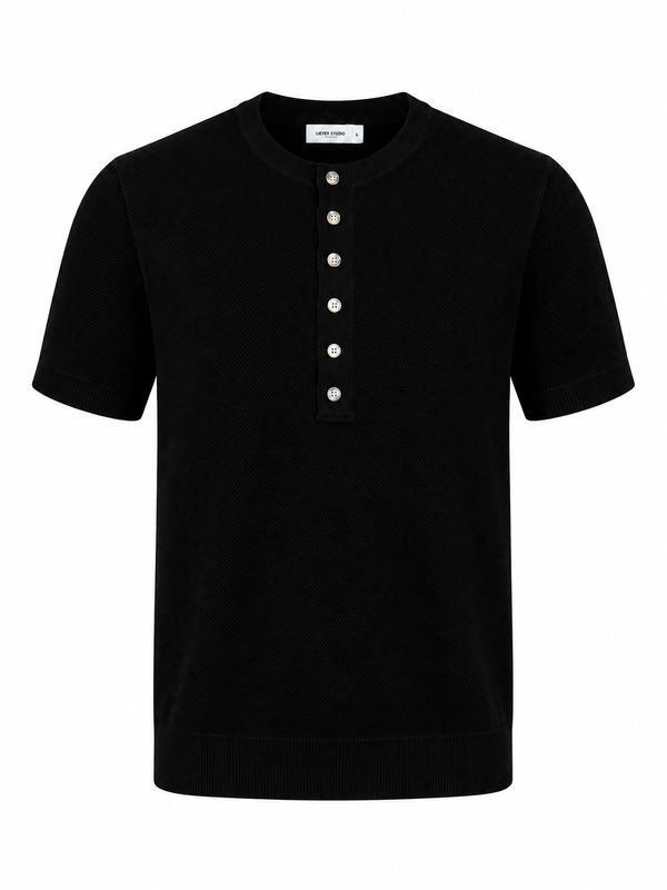 Essential Knit Henley – Black