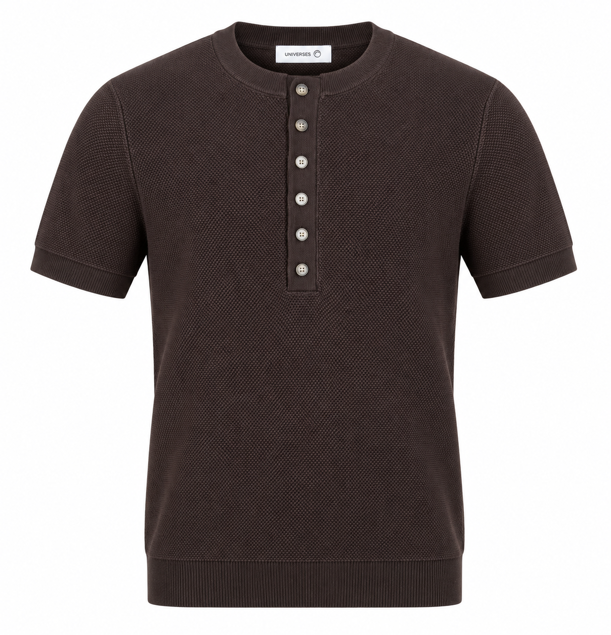 Essential Knit Henley – Dark COFFE Secondary image