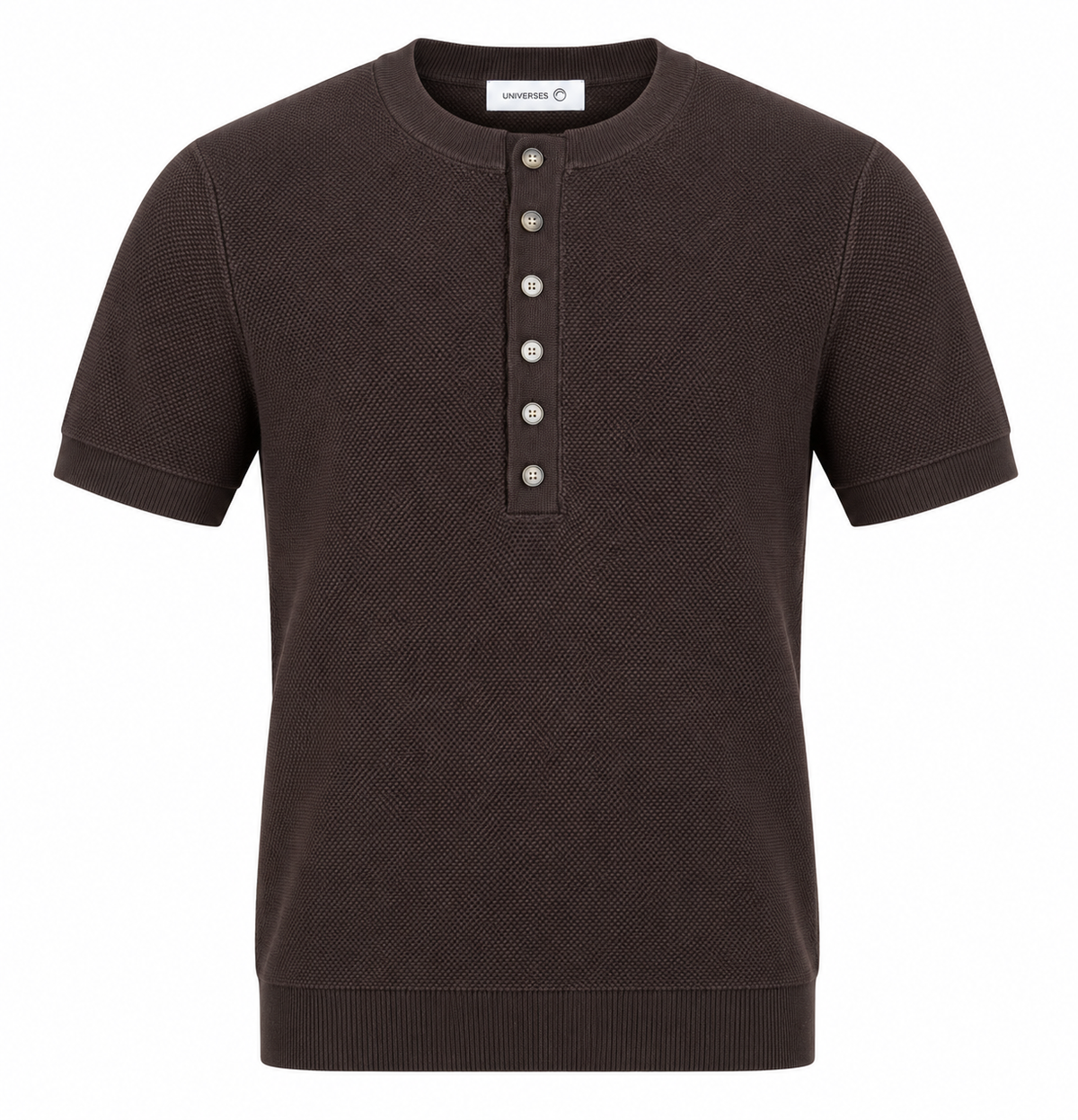 Essential Knit Henley – Dark COFFE