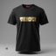 Gucci Black Cotton T-Shirt with Metallic Gold Box Logo – Slim Fit