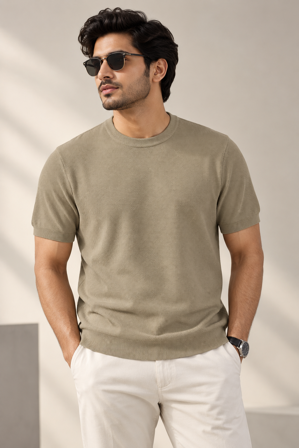 Essential Knit Tee – Taupe Main image