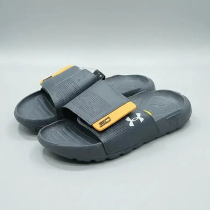 Gray slides with yellow accents on a light gray background