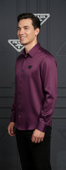 Prada Men's Triangle Logo Luxury Shirt | Shining Tensile Cotton