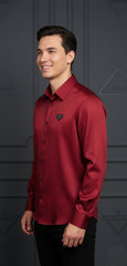 Prada Men's Triangle Logo Luxury Shirt | Shining Tensile Cotton