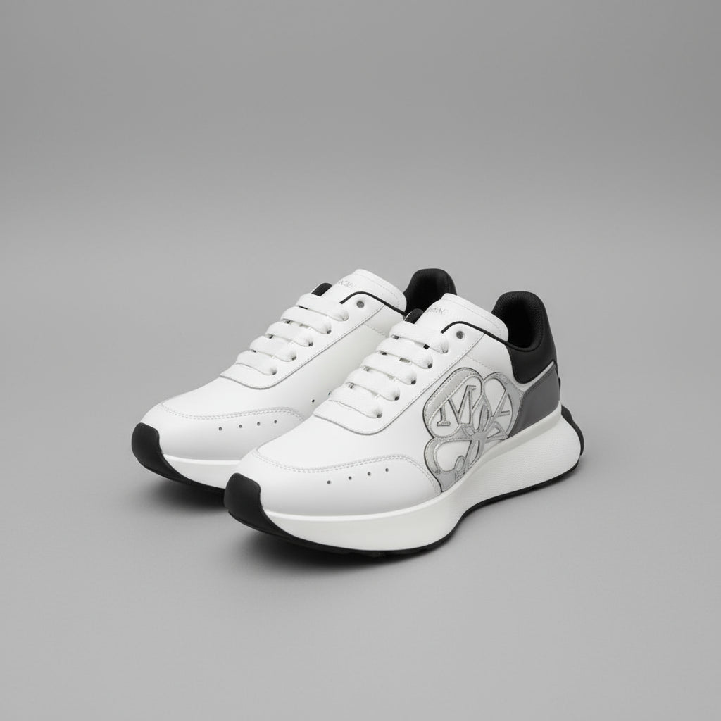 Alexander McQueen Seal Logo Runner Sneaker | White & Black Secondary image