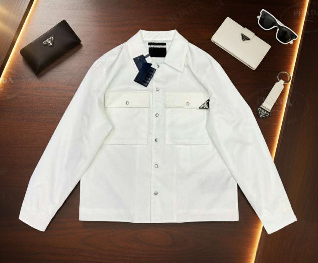 Prada Men's Triangle Logo Nylon Overshirt | Luxury Shirt Jacket