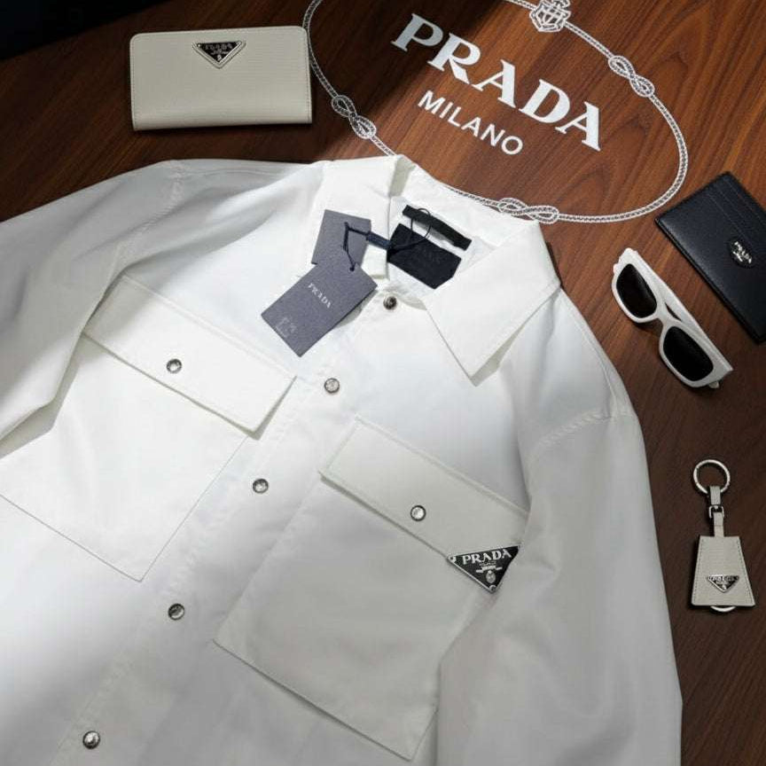 Prada Men's Triangle Logo Nylon Overshirt | Luxury Shirt Jacket