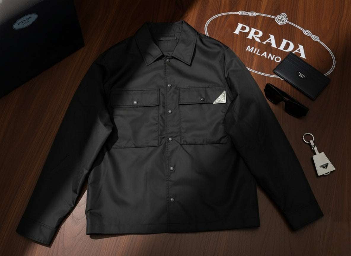 Prada Men's Triangle Logo Nylon Overshirt | Luxury Shirt Jacket Secondary image