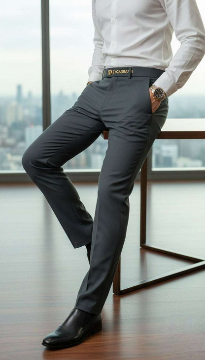 Men's DG & Burberry Logo Belt Formal pants| Designer Dress Pants