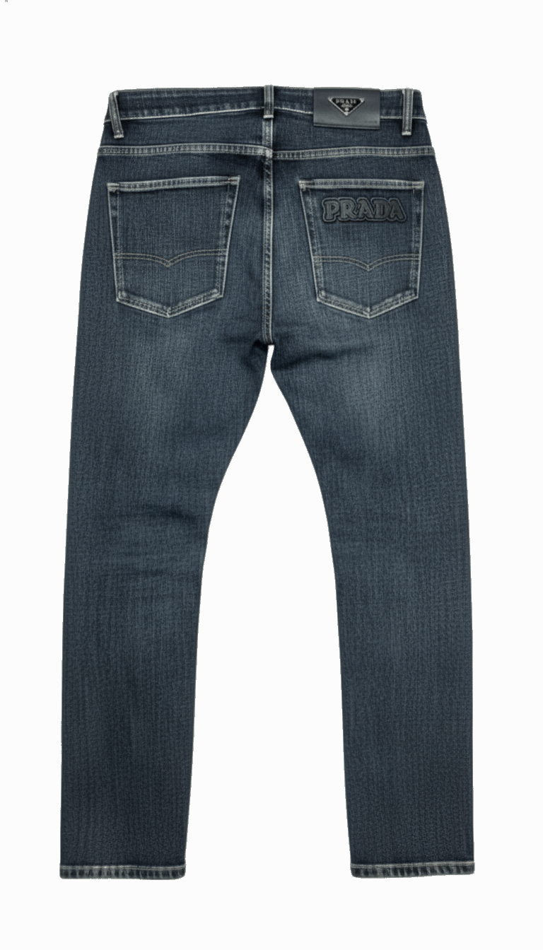 Prada Men's Triangle Logo Denim Jeans | Slim-Fit Vintage Wash Secondary image