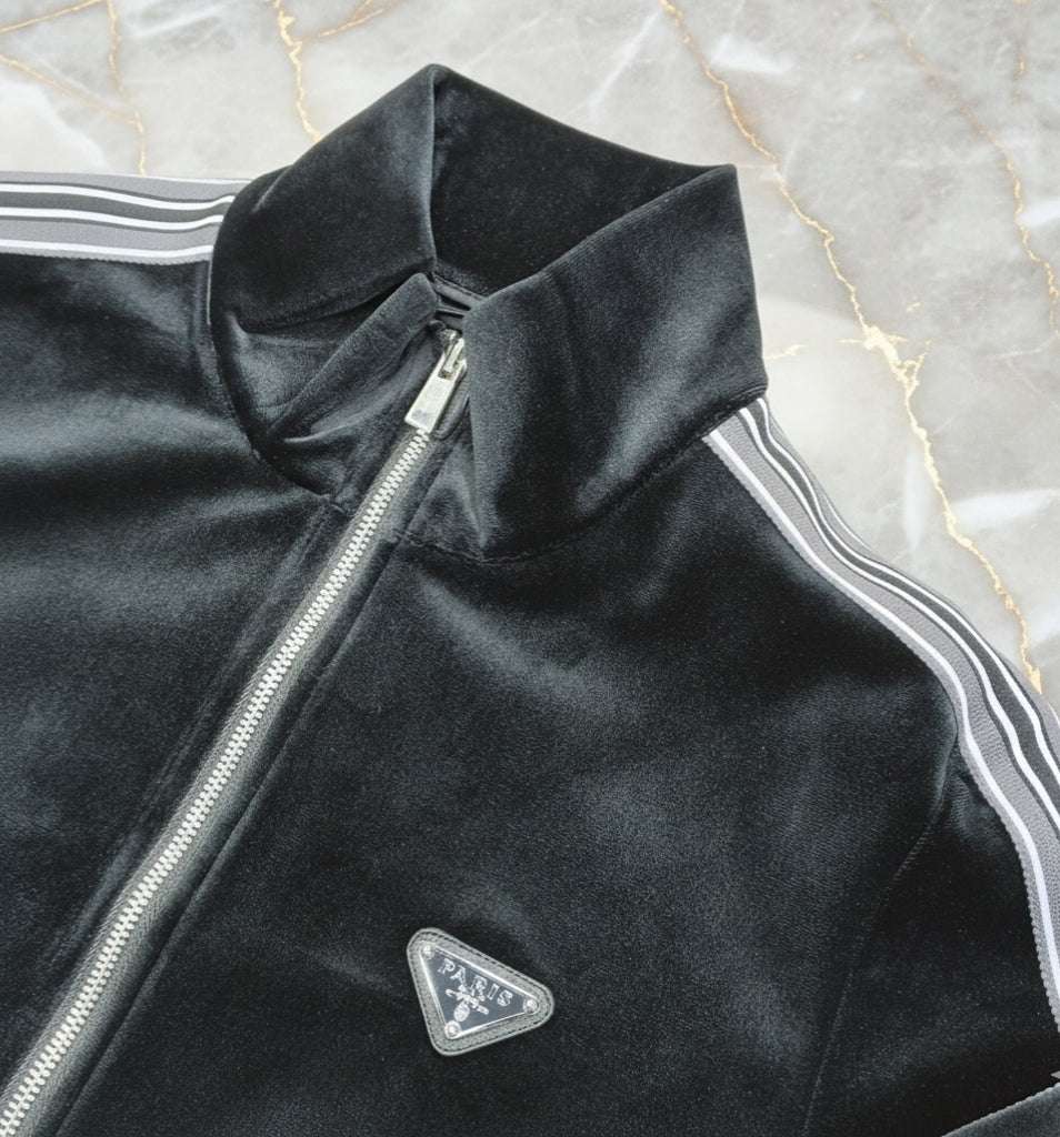 Triangle Logo Plush Velour Track Jacket Secondary image