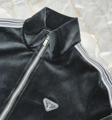 Triangle Logo Plush Velour Track Jacket