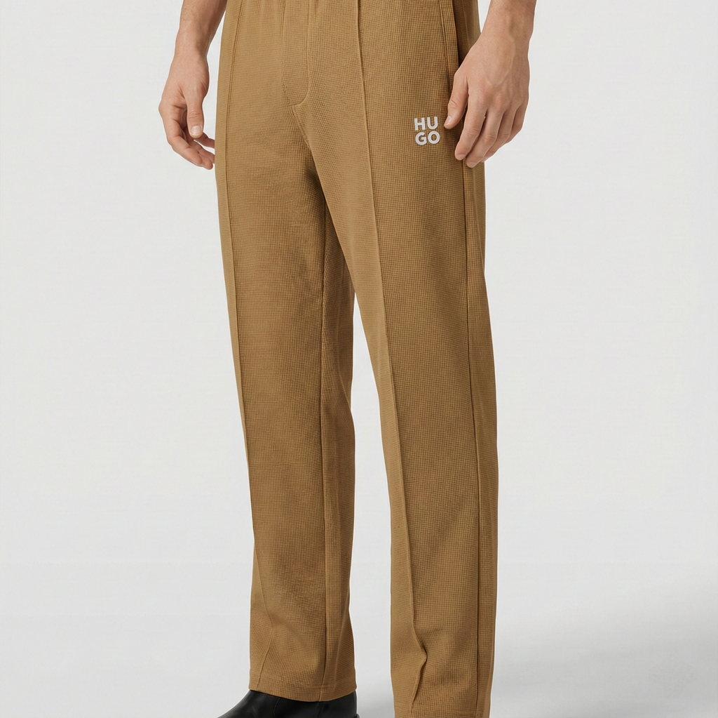Men's Premium Waffle Knit Pintuck Trousers – Camel