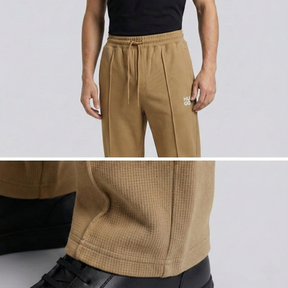 Men's Premium Waffle Knit Pintuck Trousers – Camel