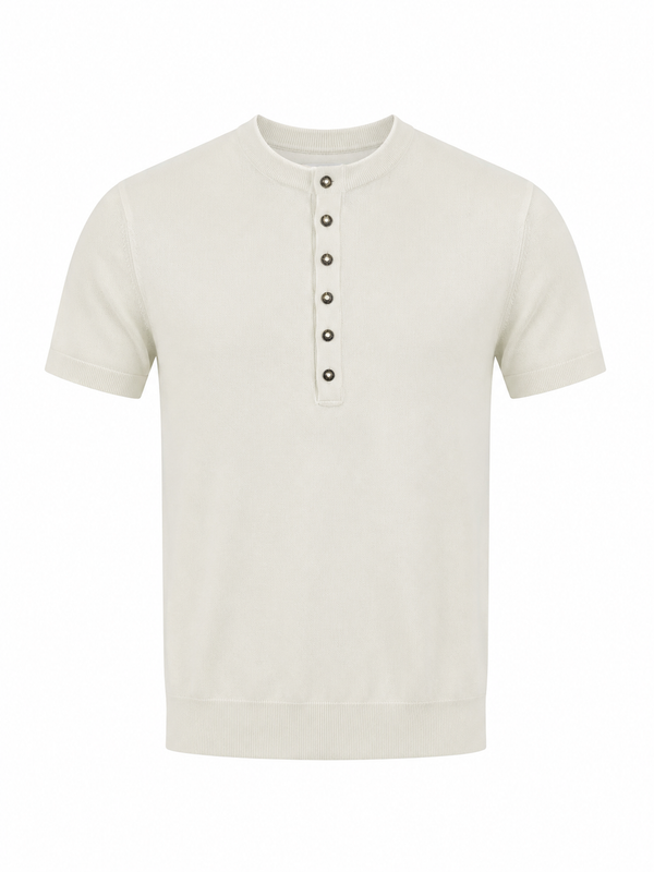 Essential Knit Henley Polo – Off White