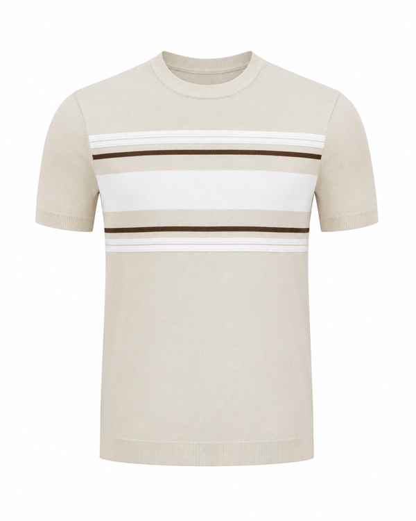 Retro Stripe Knit Tee – Cream