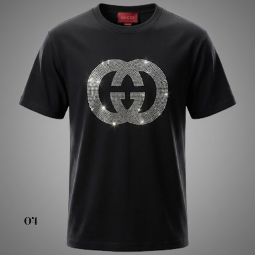 Gucci Men’s Crystal Interlocking G T-Shirt - Black Luxury Embellished Crewneck