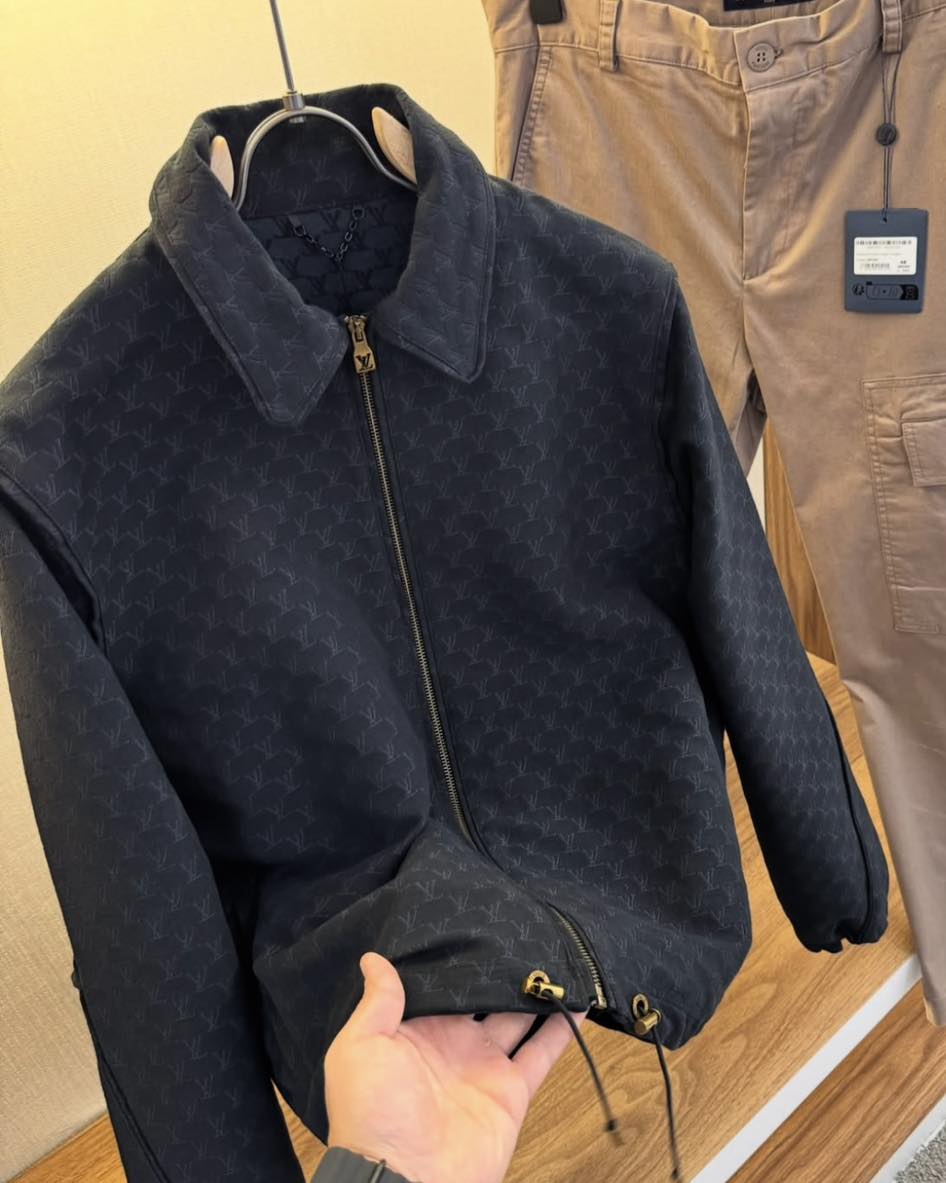 Louis Vuitton Tonal Monogram Zip Jacket - Black & Gold