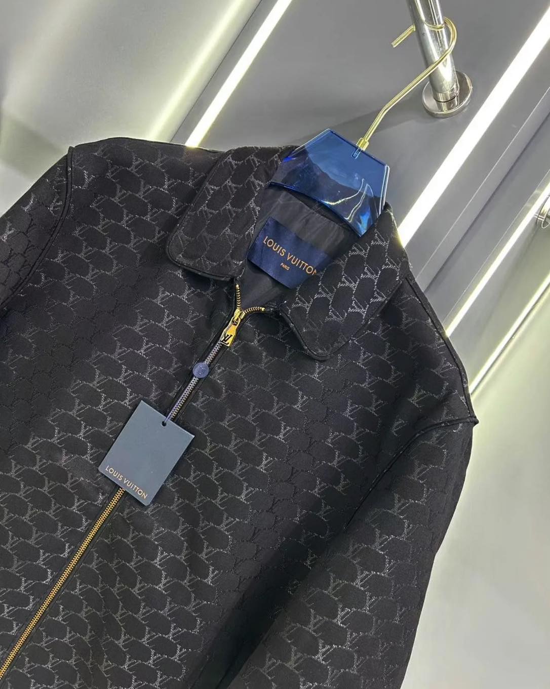 Louis Vuitton Tonal Monogram Zip Jacket - Black & Gold