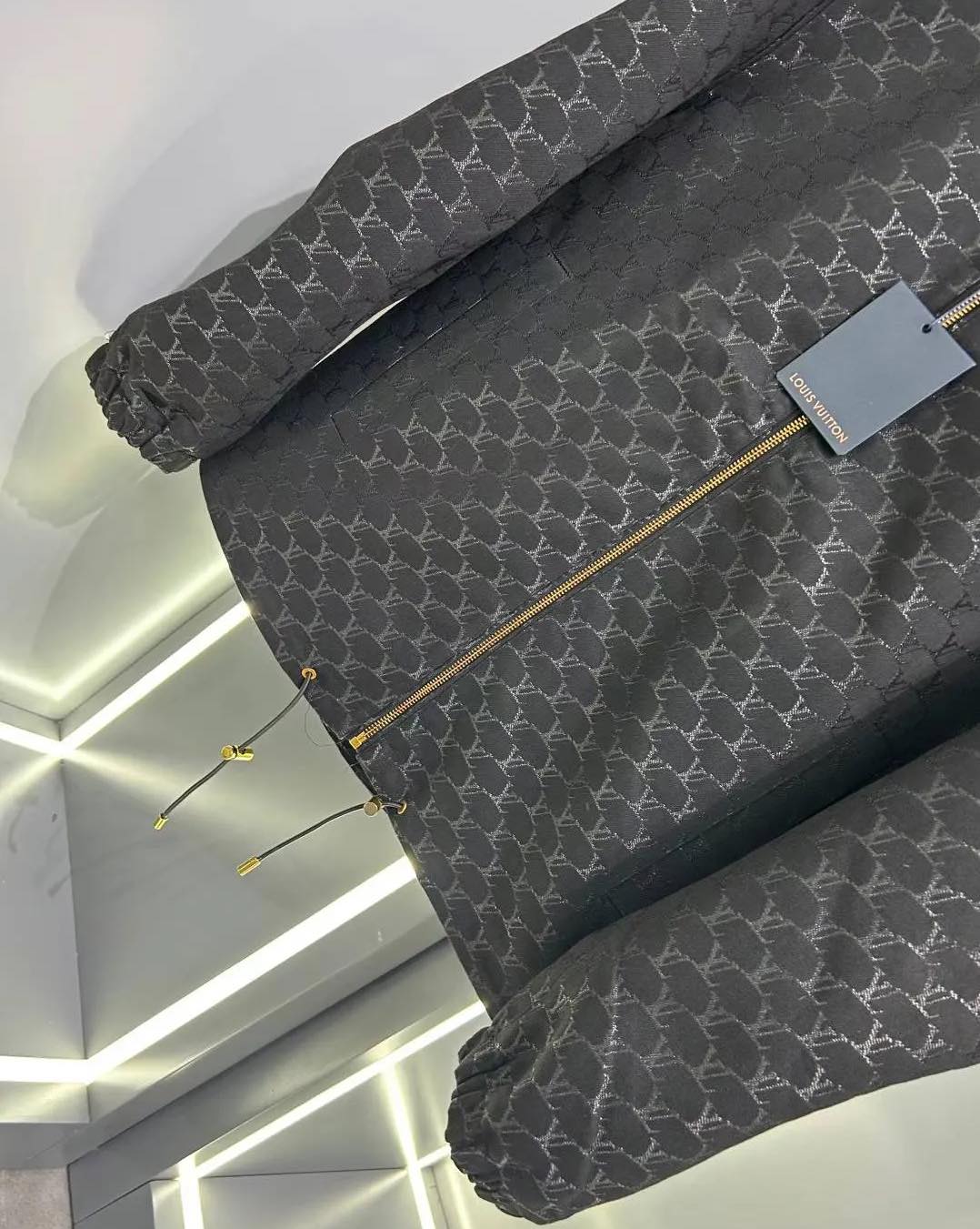 Louis Vuitton Tonal Monogram Zip Jacket - Black & Gold