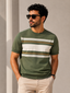 Signature Stripe Knit Tee – Olive