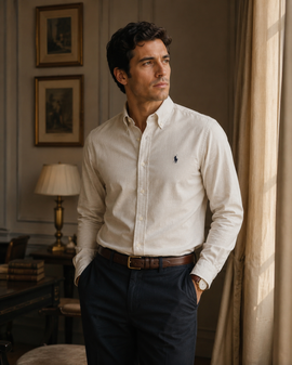 Premium Beige Remi Cotton Slim Fit Shirt