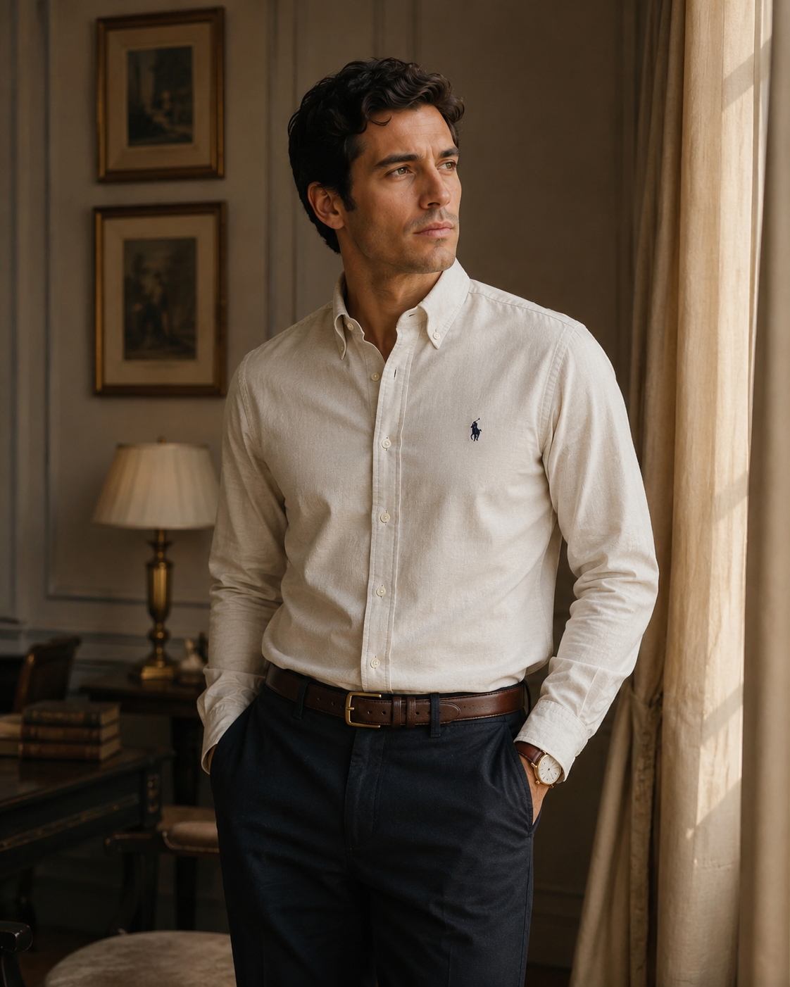 Premium Beige Remi Cotton Slim Fit Shirt