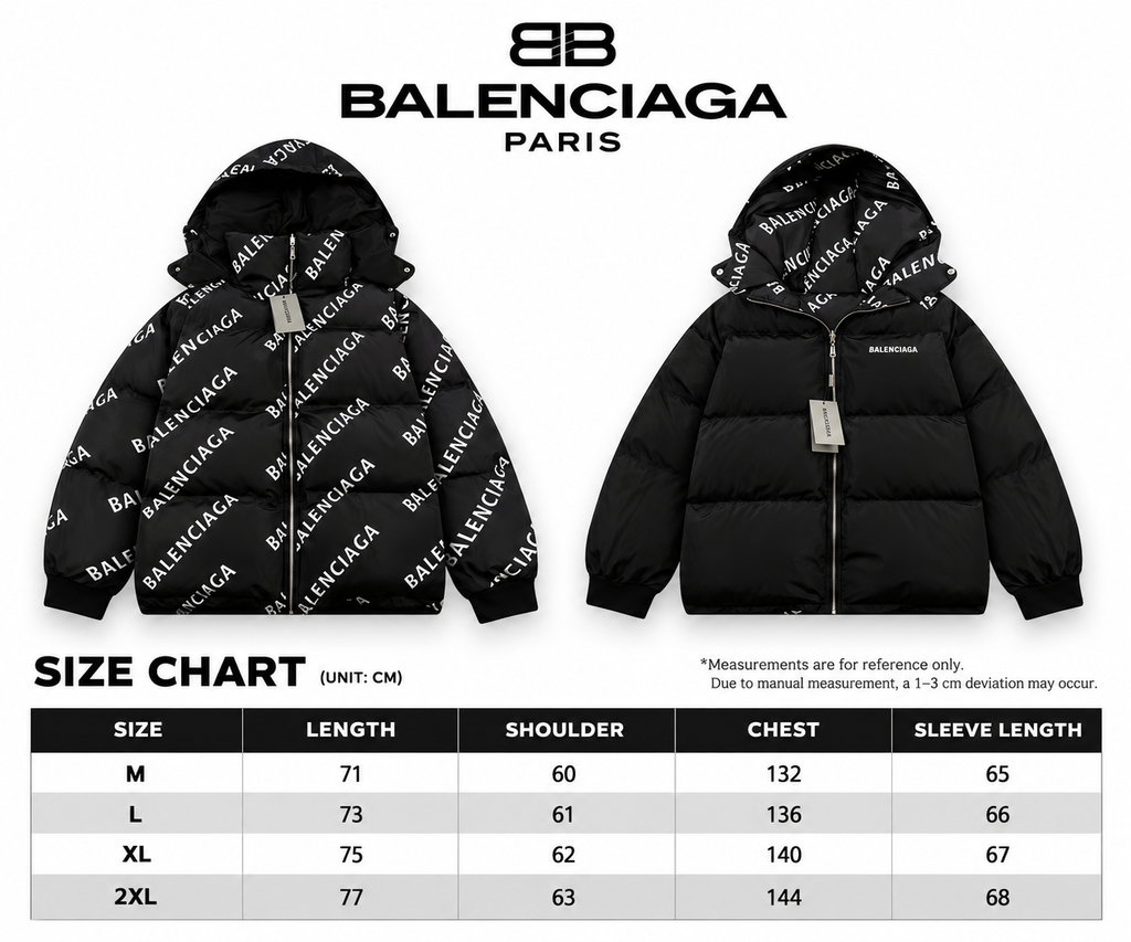 BALENCIAGA ALL-OVER LOGO REVERSIBLE PUFFER JACKET