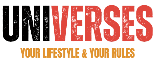 Text 'UNIVERSES YOUR LIFESTYLE & YOUR RULES' with a stylized design on a white background.