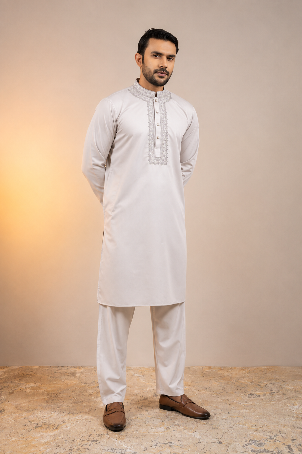 Premium White Embroidered Panjabi