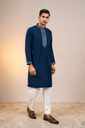 Navy Blue Embroidered Premium Panjabi