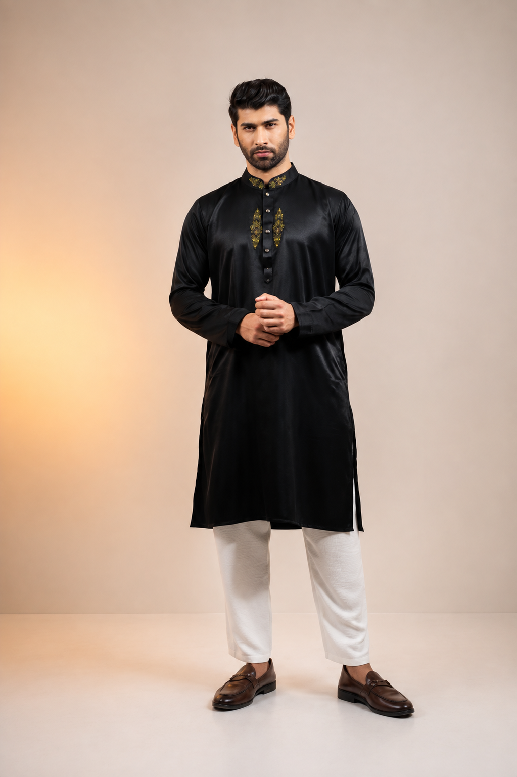 Black Premium Embroidered Panjabi |