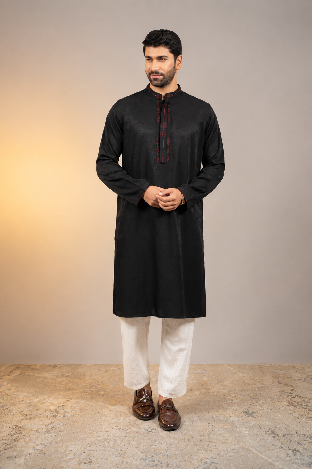 Black Textured Premium Panjabi
