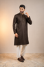 Chocolate Brown Textured Premium Panjabi
