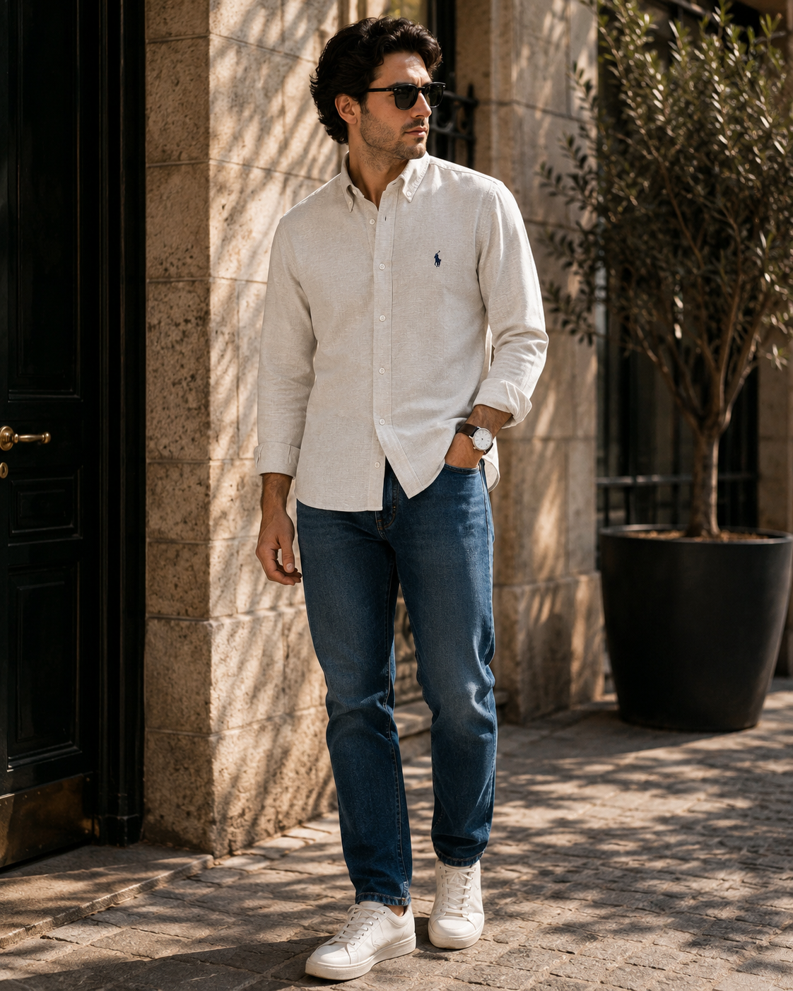 Premium Beige Remi Cotton Slim Fit Shirt
