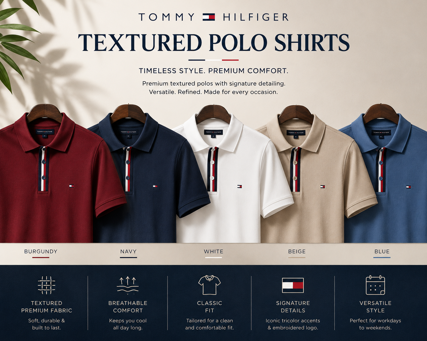 Tommy Hilfiger Textured Polo Shirts